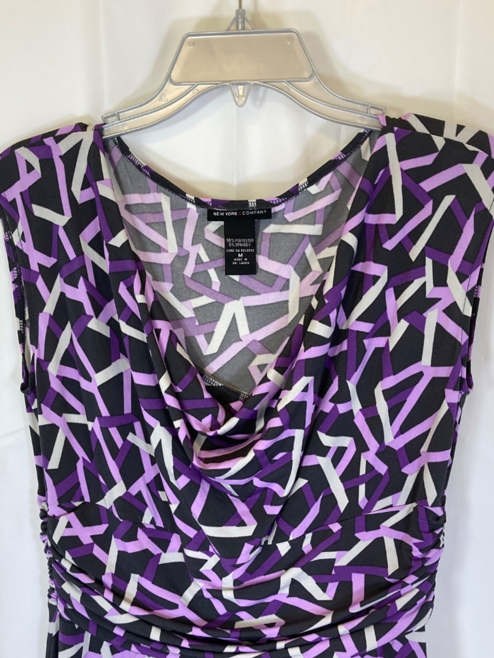 New York & Company Dress Sz M Cowl Neck Dress Gray Purple Worn Once - Picture 5 of 11